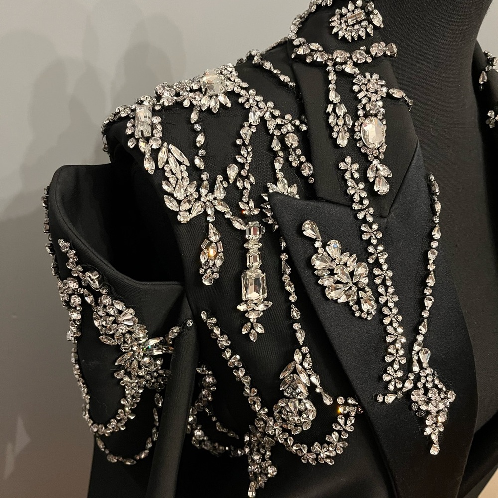 ASO Lady Gaga Alexander McQueen SS22 Embellished Hybrid Jacket/Dress, sz IT40 - Picture 8 of 16